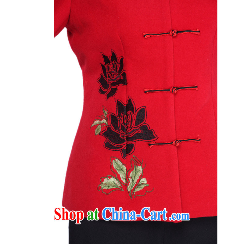 To Green, older women fall and winter new stylish and cultivating the collar embroidered mother load Tang jackets red 3XL, green, and shopping on the Internet