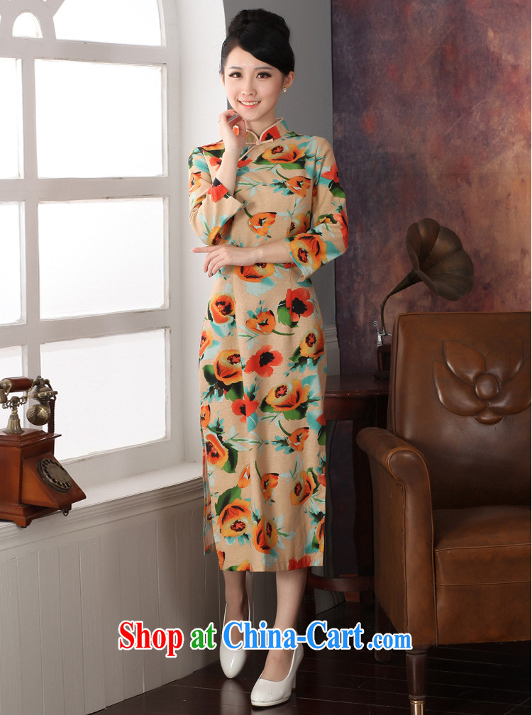 2014 genuine new cotton autumn the Commission with stylish and cultivating improved cheongsam dress long retro small dress 573,273 orange S pictures, price, brand platters! Elections are good character, the national distribution, so why buy now enjoy more preferential! Health