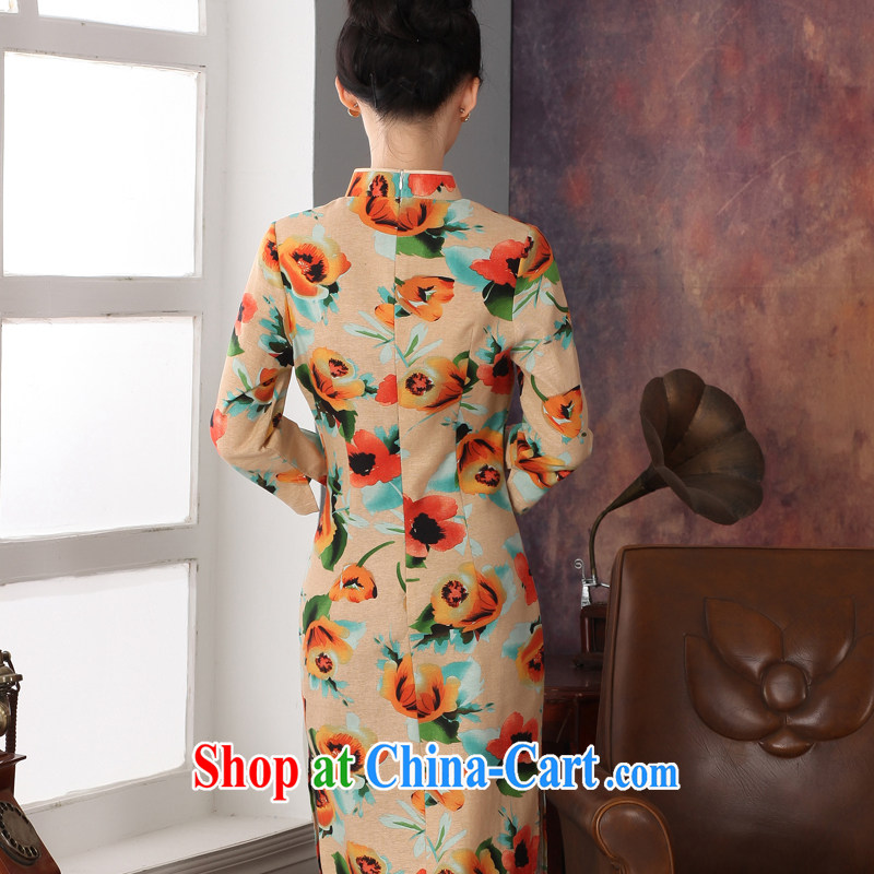 2014 genuine new cotton autumn the Commission with stylish and cultivating improved cheongsam dress long retro small dress 573,273 orange S, Oriental and nobles, and shopping on the Internet