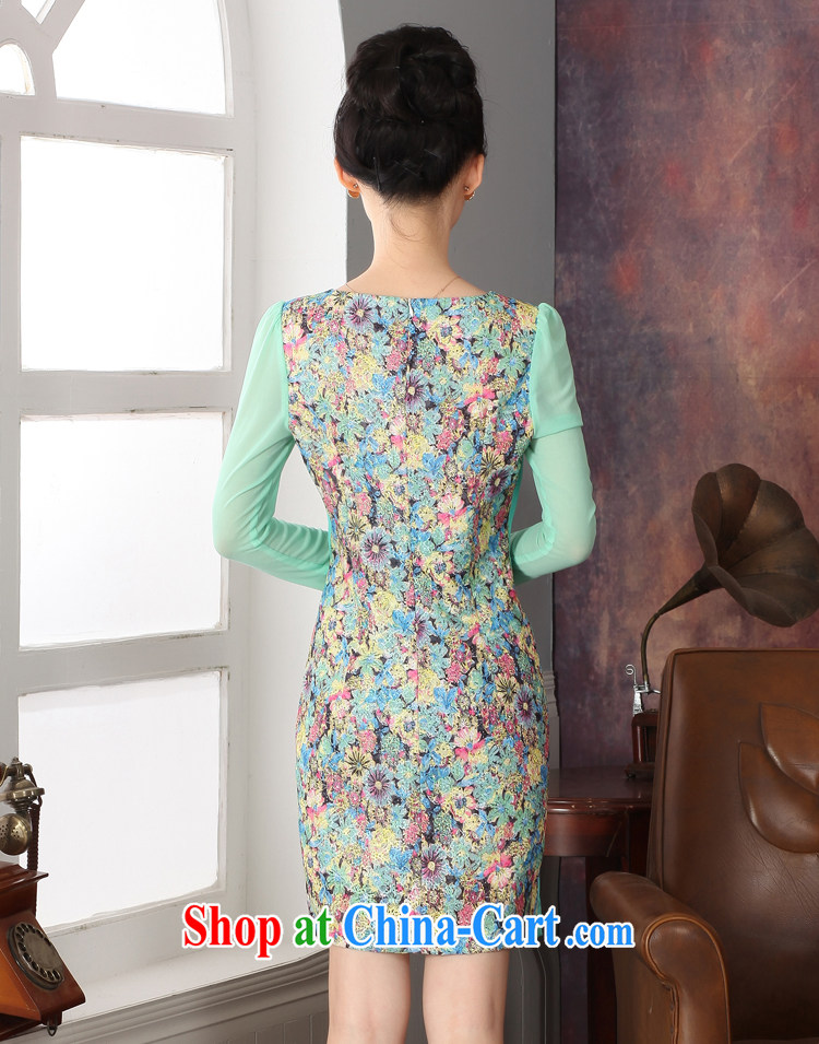 2014 fall and winter new long-sleeved retro cheongsam dress embroidery hook flower floral skirt ethnic Wind China wind skirts 573,271 green XXL pictures, price, brand platters! Elections are good character, the national distribution, so why buy now enjoy more preferential! Health