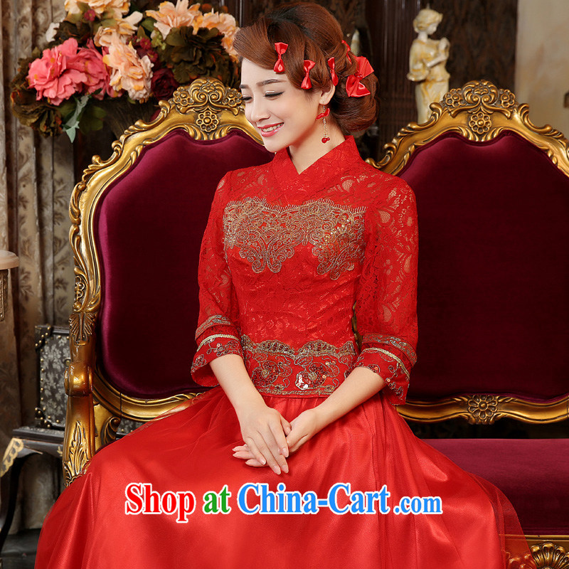 Service was good in 2015 autumn and winter new bride's red wedding dress toast serving Chinese Antique long-sleeved dresses red 2 XL - years after shipment, good service, and shopping on the Internet