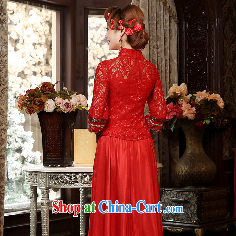 Service was good in 2015 autumn and winter new bride's red wedding dress toast serving Chinese Antique long-sleeved dresses red 2 XL - years after shipment, good service, and shopping on the Internet