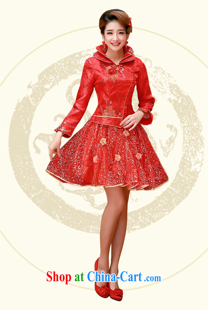 A good service is 2015 new spring and summer red Chinese brides wedding dress short, long-sleeved clothes toasting cheongsam red winter, lantern skirt 2XL pictures, price, brand platters! Elections are good character, the national distribution, so why buy now enjoy more preferential! Health