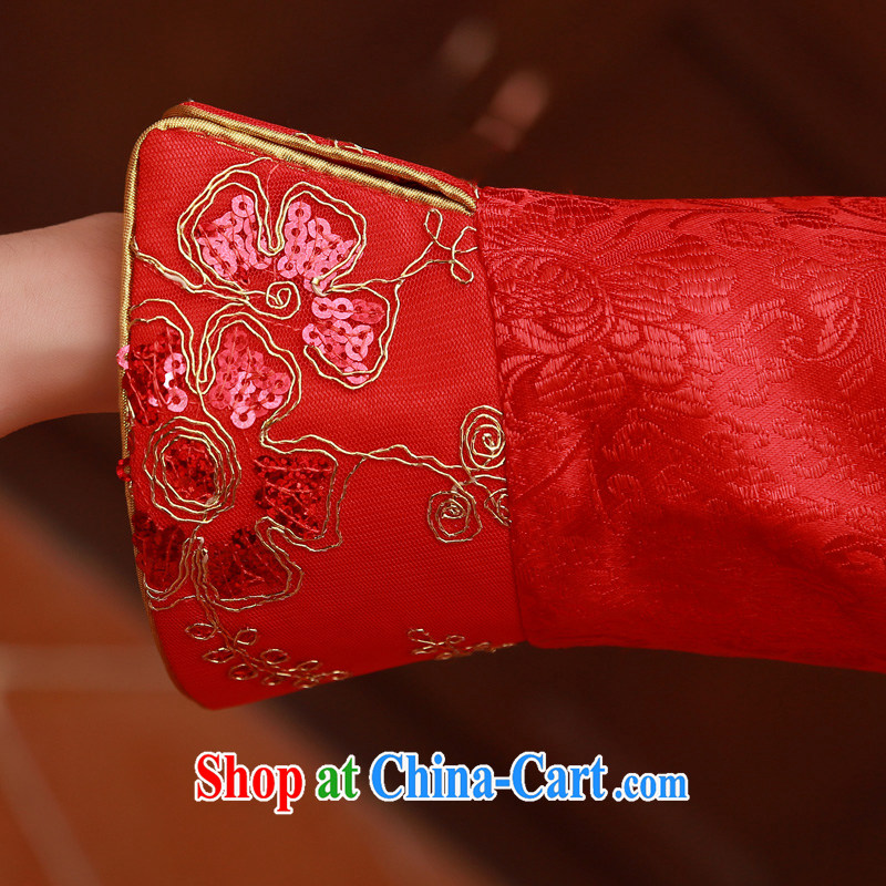A good service is a 2015 new spring and summer red Chinese bride's wedding dress short, long-sleeved clothing bows dresses red winter, lantern skirt 2XL, good service, and, shopping on the Internet