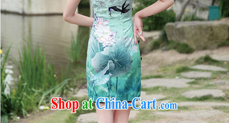 spattered with 2014 new women tall decorated quality 100 fresh ground graphics thin flower-style women dresses qipao YF 8891 blue floral XL pictures, price, brand platters! Elections are good character, the national distribution, so why buy now enjoy more preferential! Health