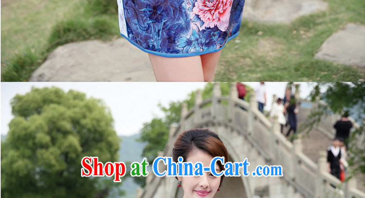 spattered with 2014 new women tall decorated quality 100 fresh ground graphics thin flower-style women dresses qipao YF 8891 blue floral XL pictures, price, brand platters! Elections are good character, the national distribution, so why buy now enjoy more preferential! Health
