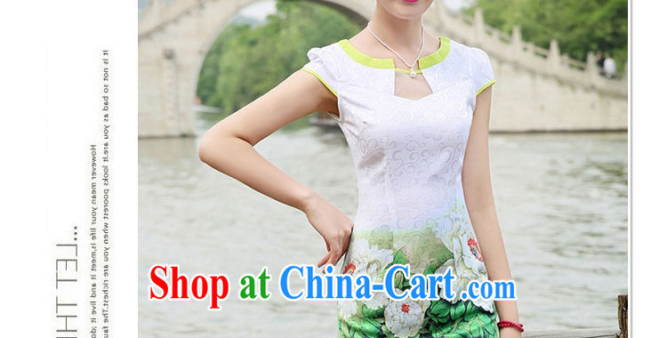 2015 new Korean Beauty retro short-sleeved dresses qipao graphics thin A Field skirt dress YF 8887 green Peony XXL pictures, price, brand platters! Elections are good character, the national distribution, so why buy now enjoy more preferential! Health