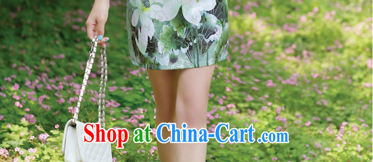 In accordance with 2014 spattered Silk Cheongsam upscale retro short-sleeved improved stylish sauna Silk Cheongsam dress YF 8896 Green lotus XL pictures, price, brand platters! Elections are good character, the national distribution, so why buy now enjoy more preferential! Health