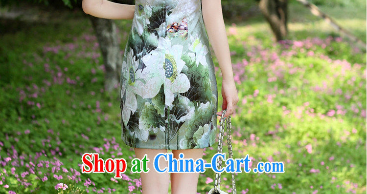 In accordance with 2014 spattered Silk Cheongsam upscale retro short-sleeved improved stylish sauna Silk Cheongsam dress YF 8896 Green lotus XL pictures, price, brand platters! Elections are good character, the national distribution, so why buy now enjoy more preferential! Health
