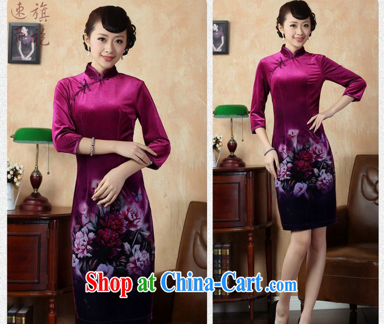 The broadband Chinese improved cheongsam dress stretch gold velour painting stylish classic in short sleeves cheongsam peony flower picture color 2 XL pictures, price, brand platters! Elections are good character, the national distribution, so why buy now enjoy more preferential! Health