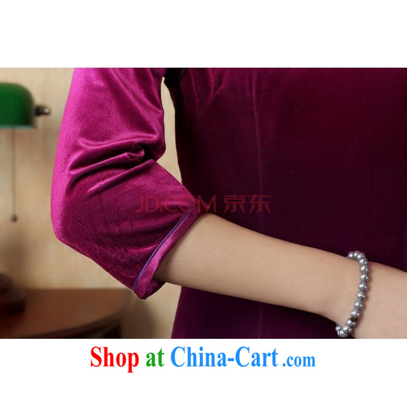 The broadband Chinese improved cheongsam dress stretch gold velour painting stylish classic in short sleeves cheongsam peony flower picture color 2 XL, the bandwidth, and shopping on the Internet