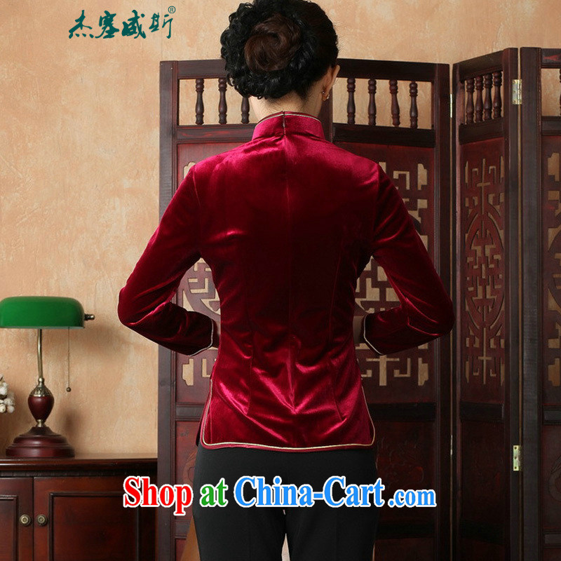 Cheng Kejie, Wiesbaden, Autumn manually load the clip, for Chinese clothing Ethnic Wind female improvement 9 cuff wool Chinese shirt A 0064 wine red XXXL, Jessup, qipao/Tang, and shopping on the Internet