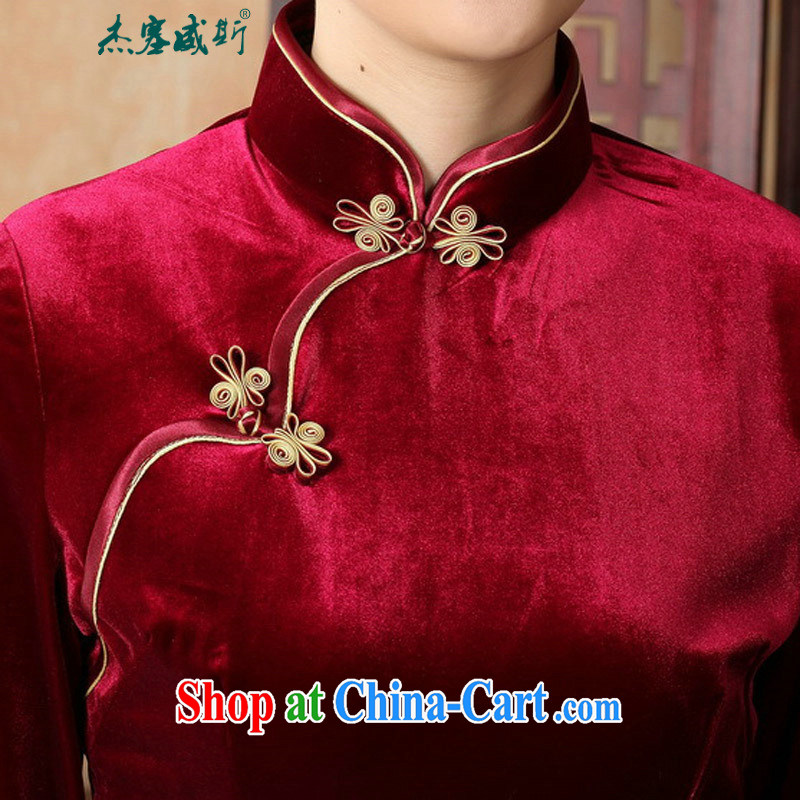Cheng Kejie, Wiesbaden, Autumn manually load the clip, for Chinese clothing Ethnic Wind female improvement 9 cuff wool Chinese shirt A 0064 wine red XXXL, Jessup, qipao/Tang, and shopping on the Internet