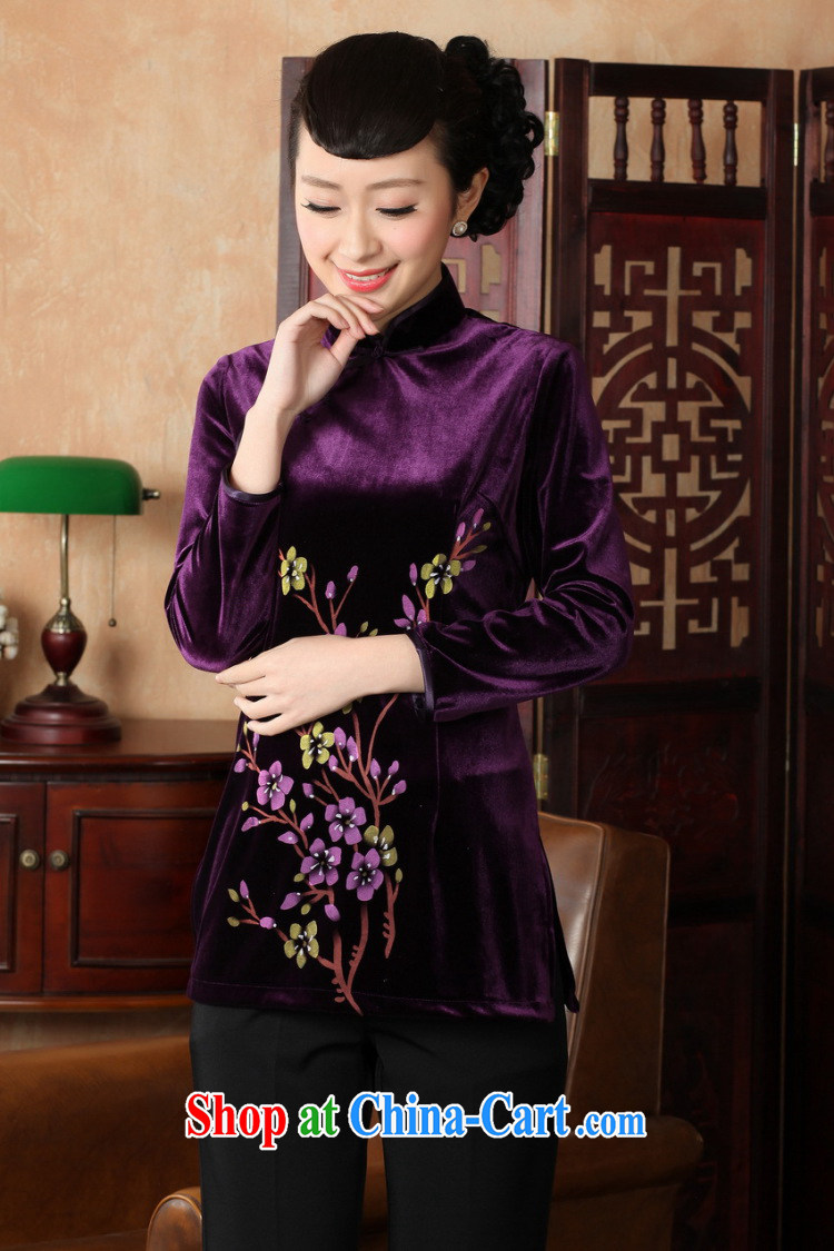 Jessup, autumn, the Chinese clothing Ethnic Wind women's clothing improved hand-painted stamp 9 sub-cuff wool dresses T-shirt Chinese A 0065 purple XXXL pictures, price, brand platters! Elections are good character, the national distribution, so why buy now enjoy more preferential! Health