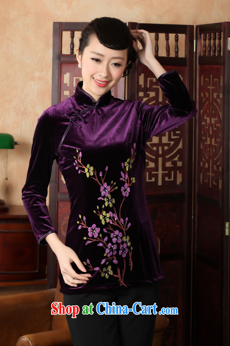 Jessup, autumn, the Chinese clothing Ethnic Wind women's clothing improved hand-painted stamp 9 sub-cuff wool dresses T-shirt Chinese A 0065 purple XXXL pictures, price, brand platters! Elections are good character, the national distribution, so why buy now enjoy more preferential! Health