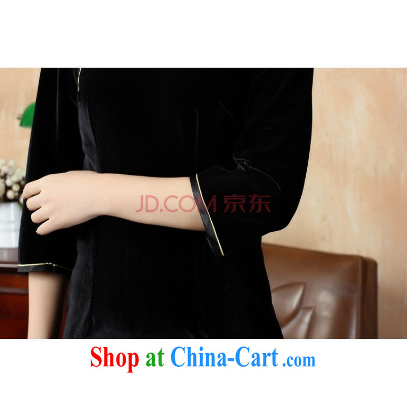 The frequency, improved cheongsam plain-color-stretch-velvet cheongsam - A black 2 XL, the bandwidth, and shopping on the Internet