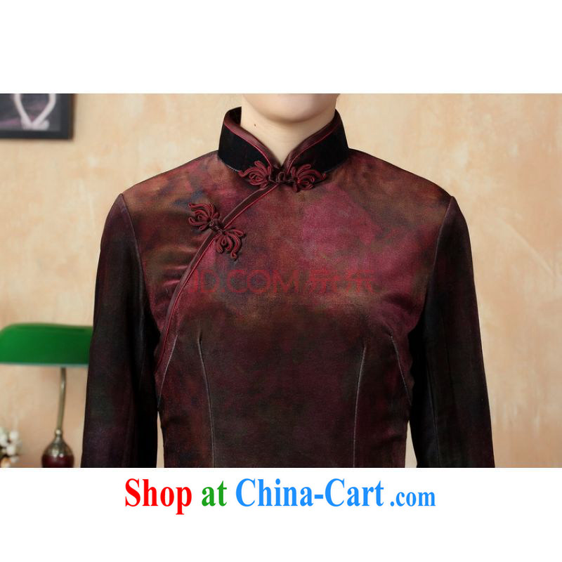The frequency, cheongsam dress dresses stretch the velvet painting and stylish classic in short sleeves cheongsam wine red 2 XL, the bandwidth, and shopping on the Internet