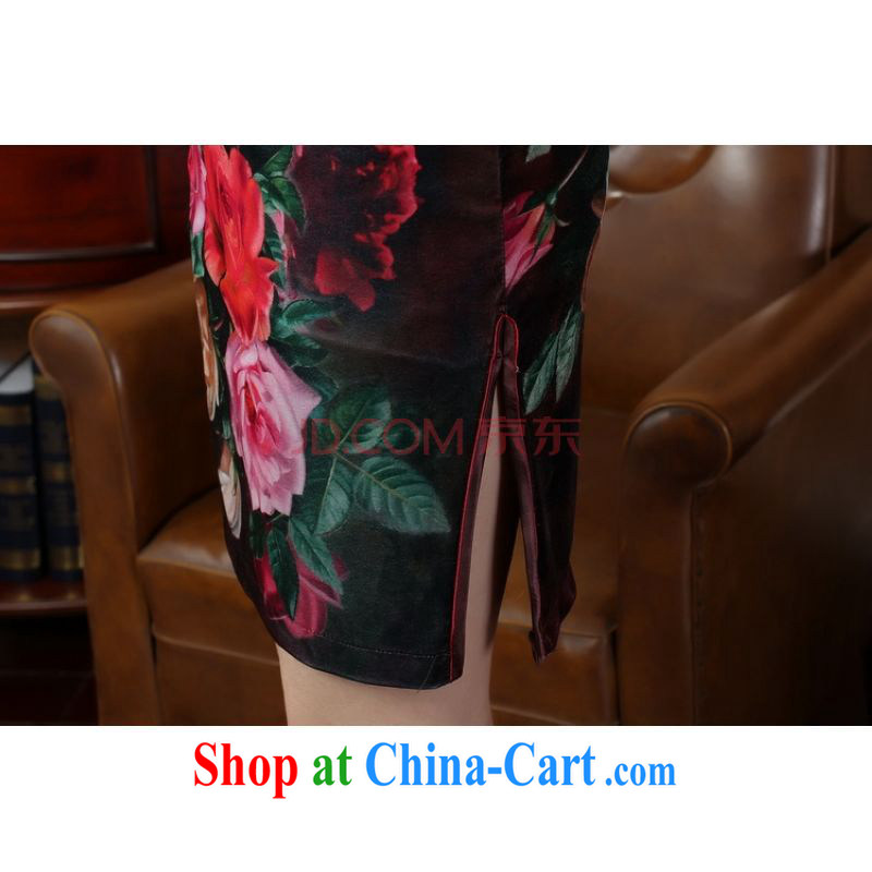 The frequency, cheongsam dress dresses stretch the velvet painting and stylish classic in short sleeves cheongsam wine red 2 XL, the bandwidth, and shopping on the Internet