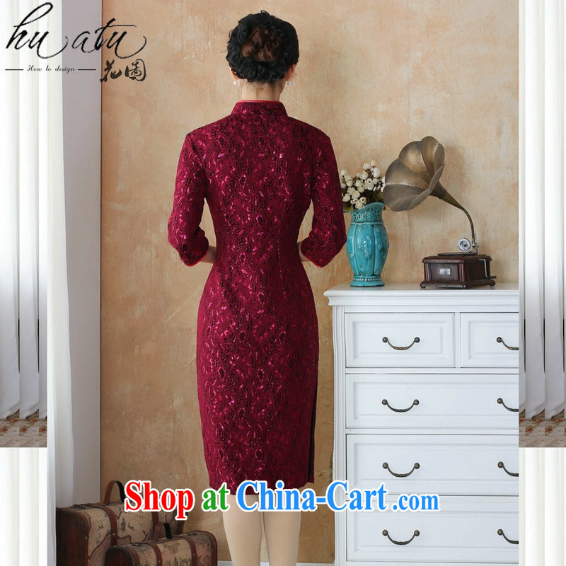 Spend the autumn and the new cheongsam dress Tang is a leading Chinese improved wool lace dresses costumes, dresses Cuff - 2 XL, figure, and shopping on the Internet