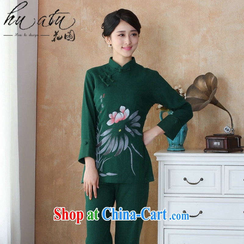 Spend the autumn and the new middle-aged and older women, for Tang is improved, served the Commission cotton jacket larger Tang mounted units the commission T-shirt - 3 green 4 XL, figure, and shopping on the Internet