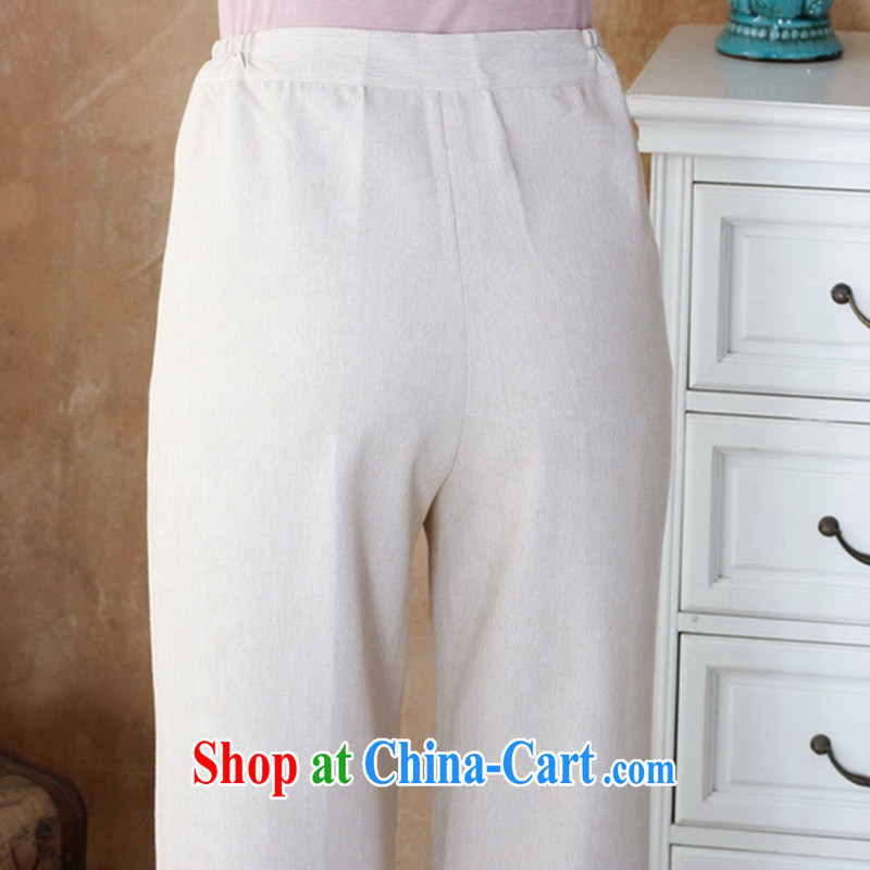 Take the autumn new middle-aged and older women, trouser press with Tang Yau Ma Tei cotton pants trousers water and ink stamp duty has been the cotton pants the Commission - 1 beige 3XL, spend figure, online shopping