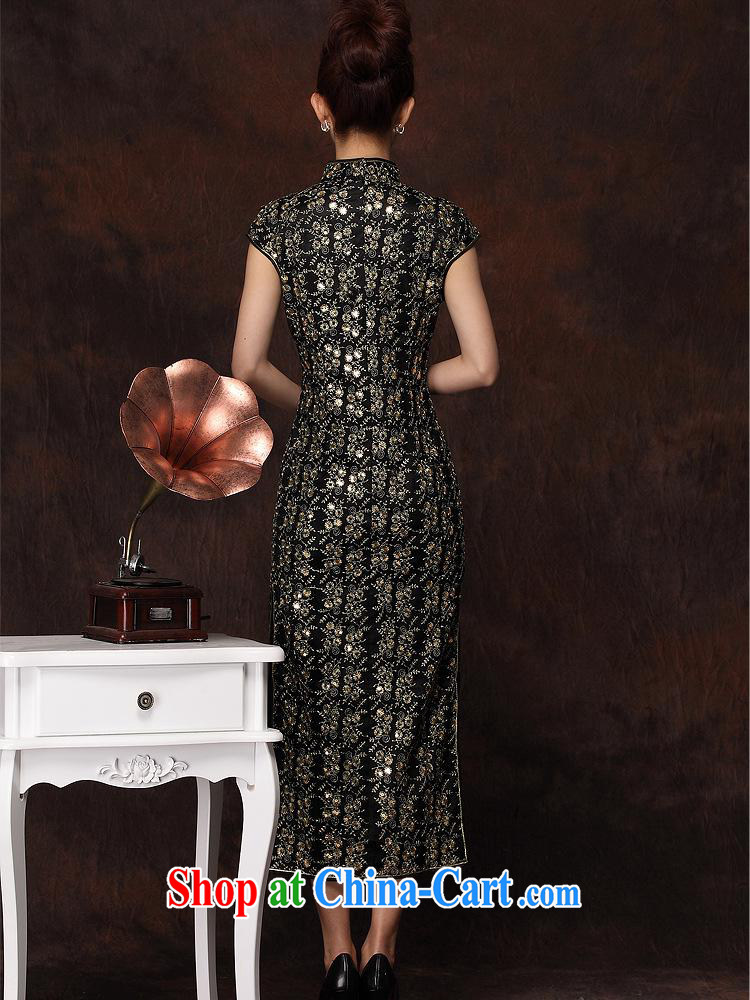 2014 new improved stylish long cheongsam embroidery high's sexy retro banquet cheongsam dress girls black S pictures, price, brand platters! Elections are good character, the national distribution, so why buy now enjoy more preferential! Health