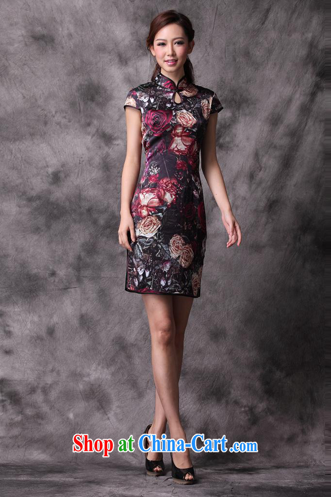 2013 new female silk stylish improved cheongsam summer short, antique Chinese standard counters cheongsam picture color XXL pictures, price, brand platters! Elections are good character, the national distribution, so why buy now enjoy more preferential! Health