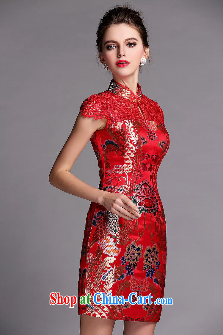 2014 new improved stylish water-soluble cheongsam sexy wedding dress QF 140,505 red XXL pictures, price, brand platters! Elections are good character, the national distribution, so why buy now enjoy more preferential! Health