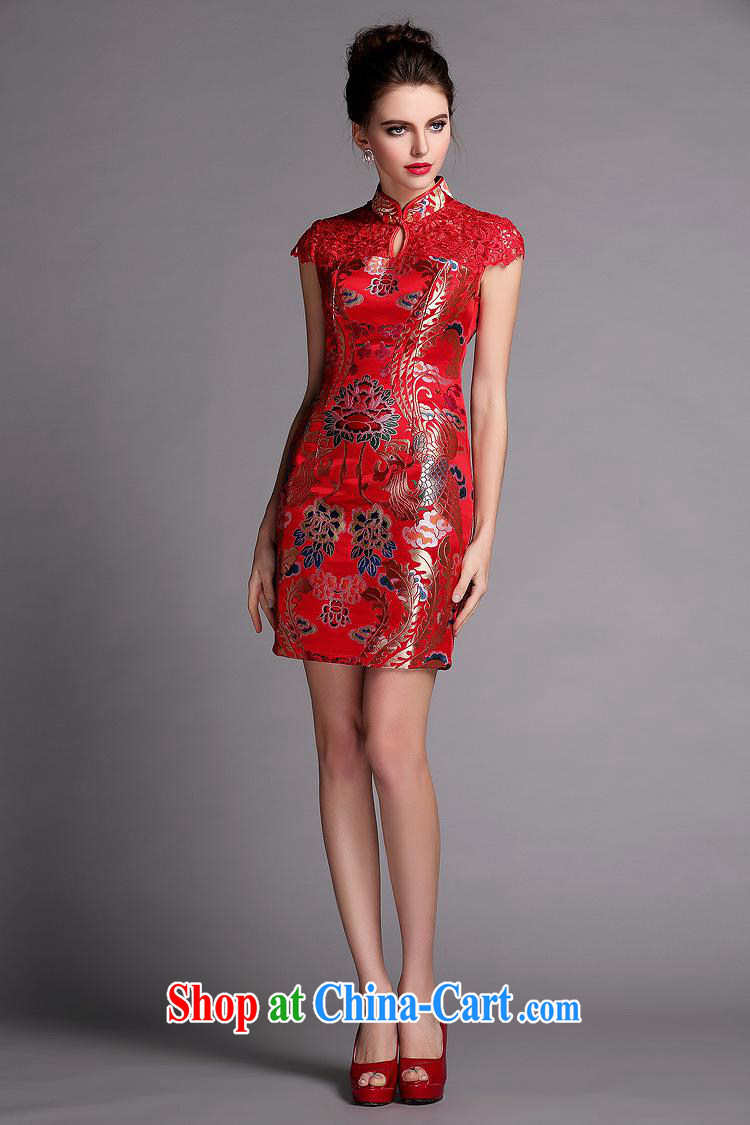 2014 new improved stylish water-soluble cheongsam sexy wedding dress QF 140,505 red XXL pictures, price, brand platters! Elections are good character, the national distribution, so why buy now enjoy more preferential! Health