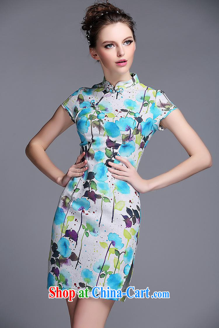 Summer 2014 new linen ink stamp-Korea Lao wind short cheongsam manufacturer wholesale QF 140,531 picture color XXL pictures, price, brand platters! Elections are good character, the national distribution, so why buy now enjoy more preferential! Health
