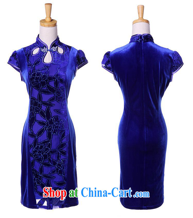 fall and winter new stylish improved retro wool stitching short-sleeved short cheongsam Shenzhen Original Design wholesale Po blue XXL pictures, price, brand platters! Elections are good character, the national distribution, so why buy now enjoy more preferential! Health