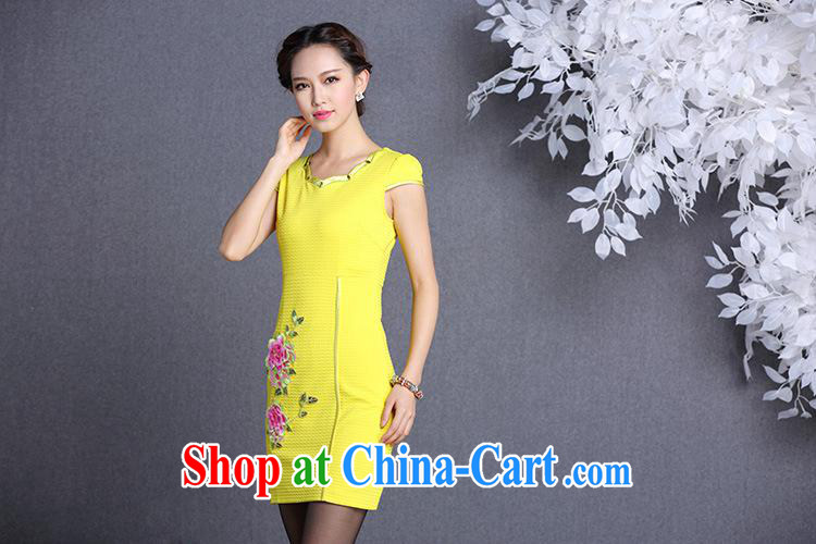 Fall/Winter new improved stylish embroidered simple short cheongsam dress female Shenzhen factory Wholesale/mixed lot yellow XXL pictures, price, brand platters! Elections are good character, the national distribution, so why buy now enjoy more preferential! Health