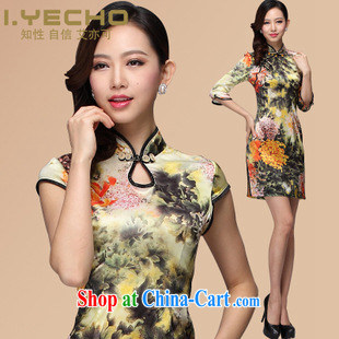 The 2013 can also be spring new original improved stylish and elegant silk huang ju daily Leisure Short qipao is a tight cuff in XXXL
