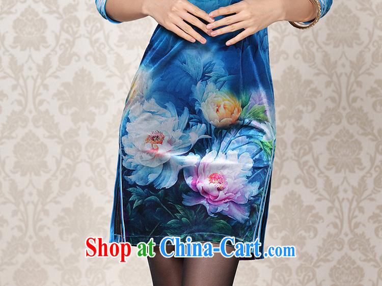 2013 fall and winter new improved Stylish retro wool stamp duty cuff in daily short cheongsam Shenzhen factory wholesale Lake blue XXXL pictures, price, brand platters! Elections are good character, the national distribution, so why buy now enjoy more preferential! Health