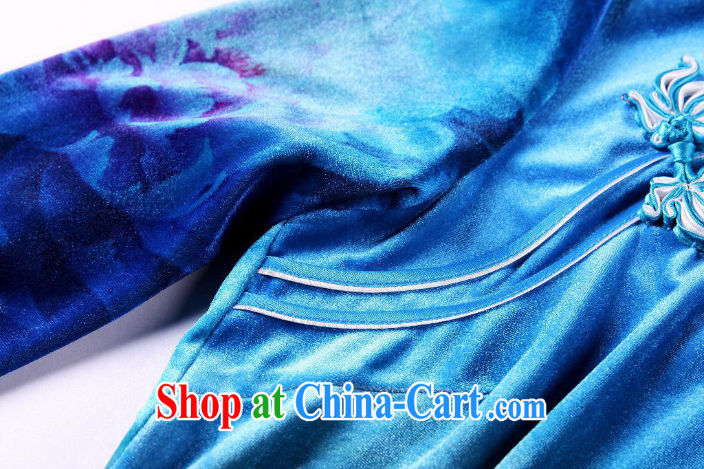 2013 fall and winter new improved Stylish retro wool stamp duty cuff in daily short cheongsam Shenzhen factory wholesale Lake blue XXXL pictures, price, brand platters! Elections are good character, the national distribution, so why buy now enjoy more preferential! Health