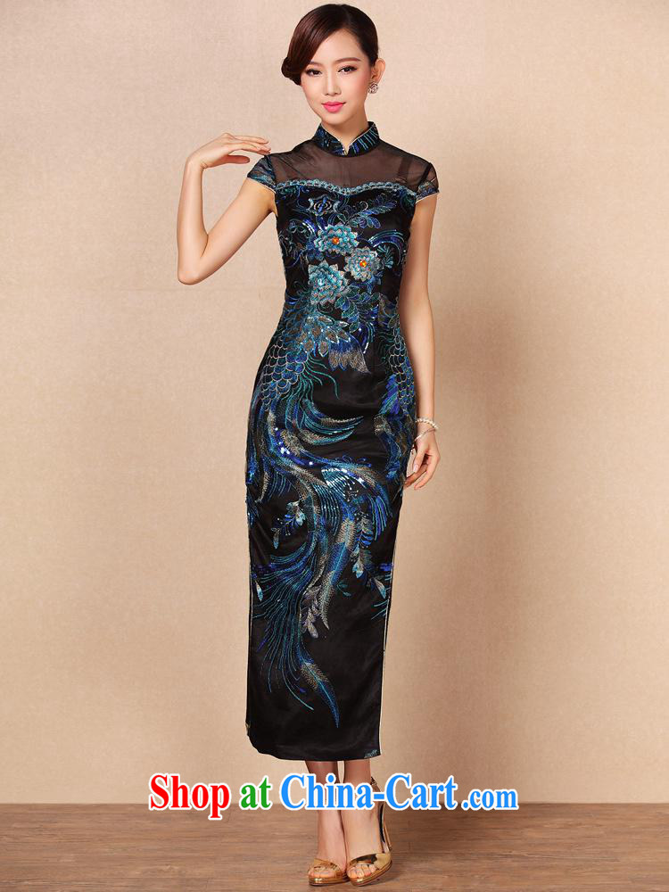 2013 new, improved and stylish high-power's heavy industry embroidery long cheongsam banquet toast serving Shenzhen factory wholesale Po blue XXL pictures, price, brand platters! Elections are good character, the national distribution, so why buy now enjoy more preferential! Health