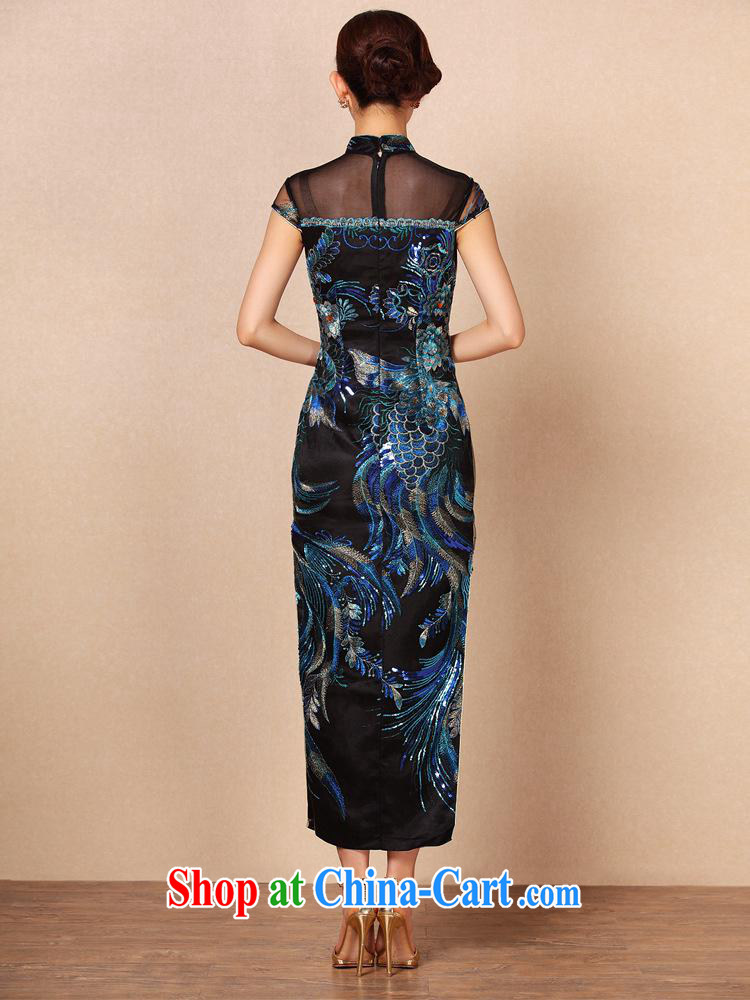2013 new, improved and stylish high-power's heavy industry embroidery long cheongsam banquet toast serving Shenzhen factory wholesale Po blue XXL pictures, price, brand platters! Elections are good character, the national distribution, so why buy now enjoy more preferential! Health