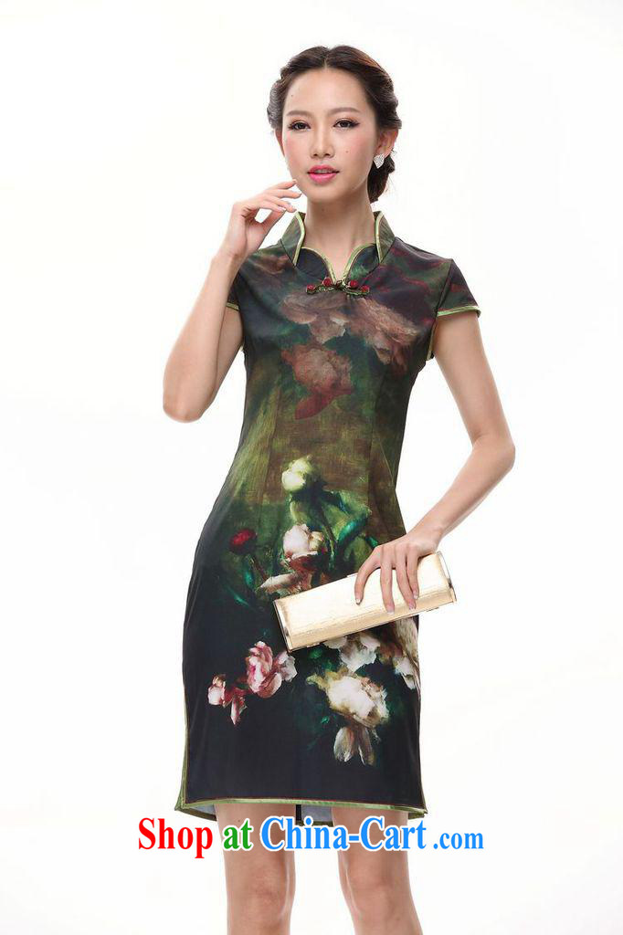 HIV can also improve sepia ink Peony cheongsam dress skirt short Chinese QP 002 - 5 green XXL pictures, price, brand platters! Elections are good character, the national distribution, so why buy now enjoy more preferential! Health