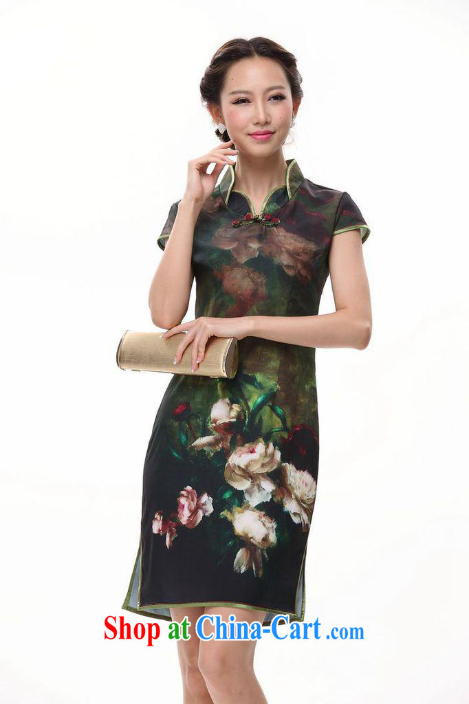 HIV can also improve sepia ink Peony cheongsam dress skirt short Chinese QP 002 - 5 green XXL pictures, price, brand platters! Elections are good character, the national distribution, so why buy now enjoy more preferential! Health