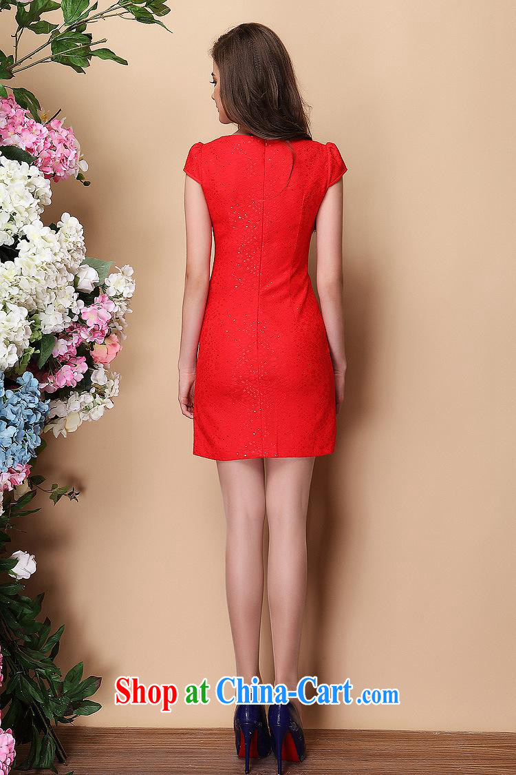 2014 spring and summer new stylish and improved short-sleeved lace, embroidery cheongsam dress ShenZhen Factory wholesale red XXL pictures, price, brand platters! Elections are good character, the national distribution, so why buy now enjoy more preferential! Health