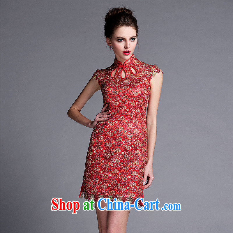 2014 new cheongsam dress QF 140,501 red XXL