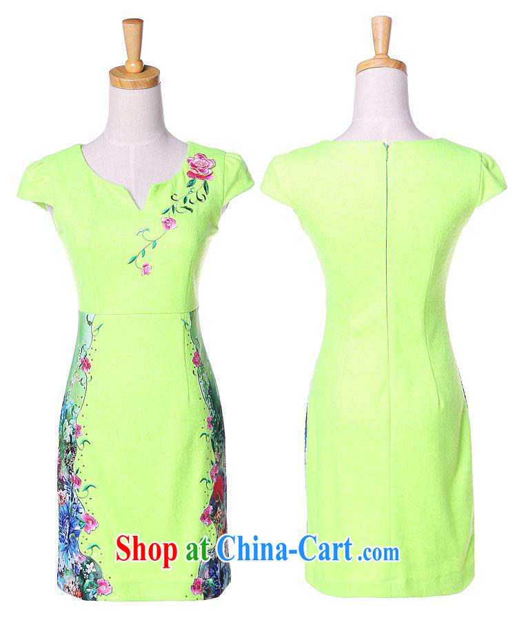 2013 fall/winter new, improved stylish embroidered hair so short cheongsam Shenzhen factory Wholesale/mixed batch Green Yellow XXL pictures, price, brand platters! Elections are good character, the national distribution, so why buy now enjoy more preferential! Health