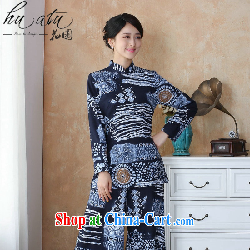 Take the autumn, older women with short cotton the stamp duty, for the code long-sleeved Han-wide T-shirt and trousers set picture color 4 XL
