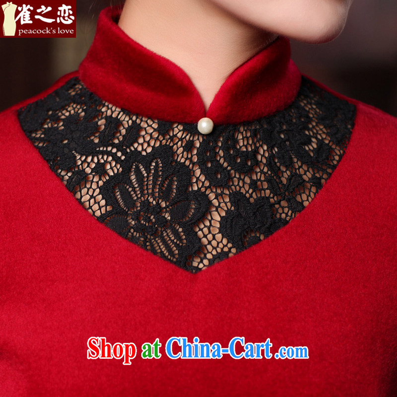 Birds love Fang Fei country 2015 spring new improved stylish long-sleeved wool? red cheongsam QC 590 red XXL - pre-sale 20 Day Shipping, birds love, and shopping on the Internet