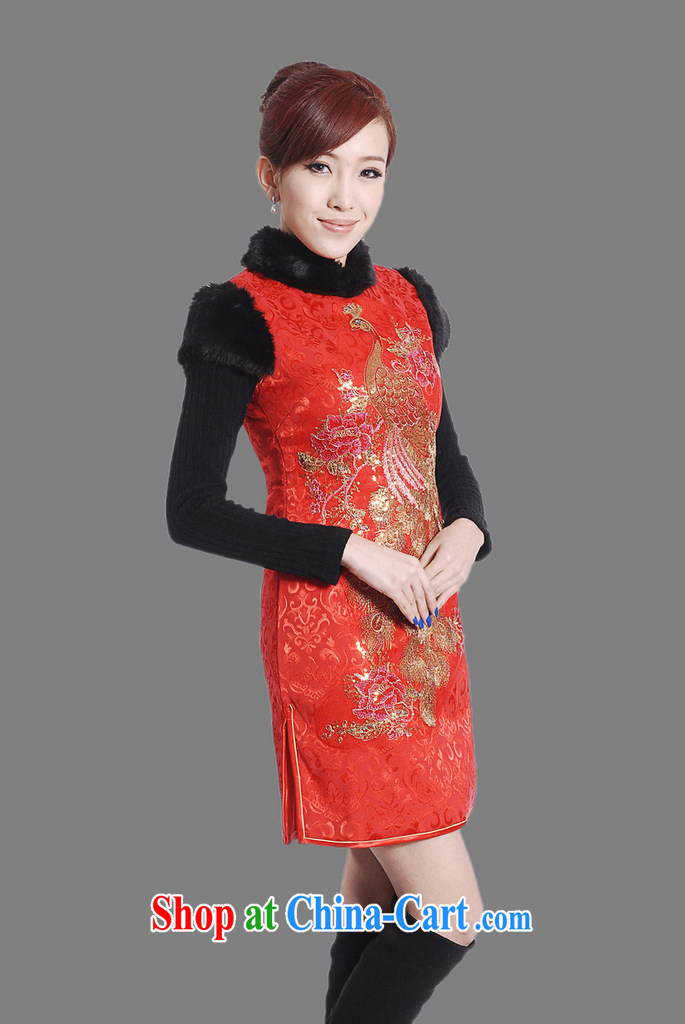spend the winter clothes New Tang Women's clothes for the peacock embroidery cheongsam Chinese improved cotton winter short cheongsam - A black 2 XL pictures, price, brand platters! Elections are good character, the national distribution, so why buy now enjoy more preferential! Health