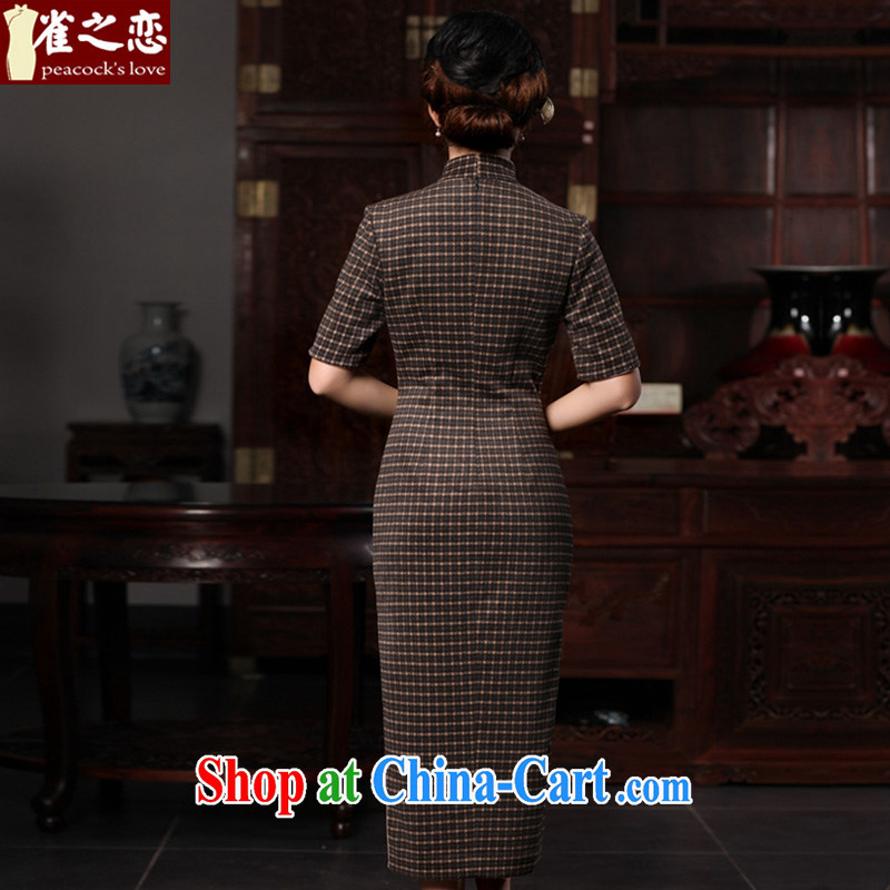 Bird lovers of Evian water retreat center 2015 spring loaded new retro checkered hair beauty is long cheongsam QC 592 plaid XXL, birds love, and shopping on the Internet