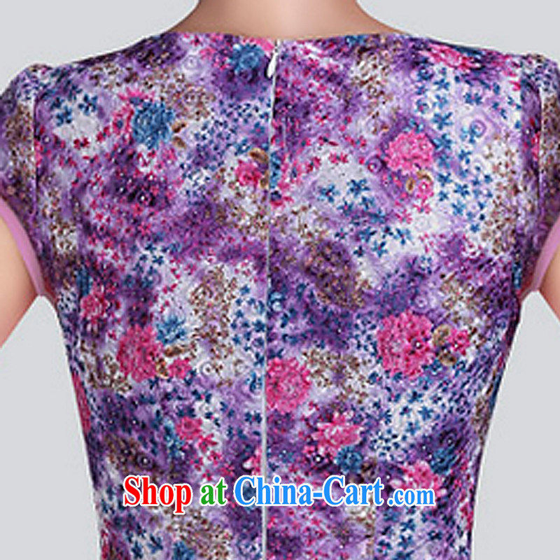 And, in accordance with modern short-sleeved dresses and elegant floral personalized lady thin cheongsam dress LYE 1382 purple XXL, in accordance with (leyier), shopping on the Internet