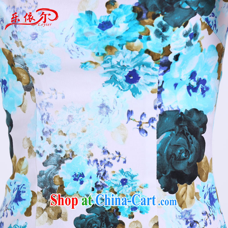And, according to Ms. summer short-sleeved dresses girls retro stamp daily outfit classic and elegant short cheongsam dress LYE 1402 blue XL, in accordance with (leyier), online shopping