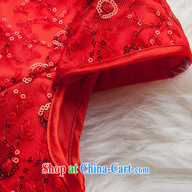 Jung-eun-new, genuine female long cheongsam Chinese Ethnic Wind classical to the Openwork Lace Embroidery beauty dresses Y 3399 red L, Jung-eun, and shopping on the Internet