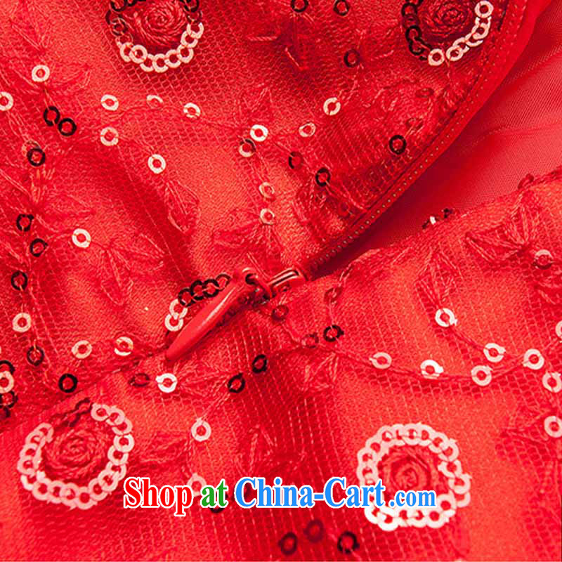 Jung-eun-new, genuine female long cheongsam Chinese Ethnic Wind classical to the Openwork Lace Embroidery beauty dresses Y 9488 red L, Jung-eun, and shopping on the Internet